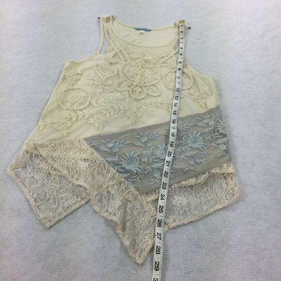 Anthropologie Leifnotes Lace Panel Top Size Extra Small Womens Ivory Tank FLAW - Picture 7 of 7